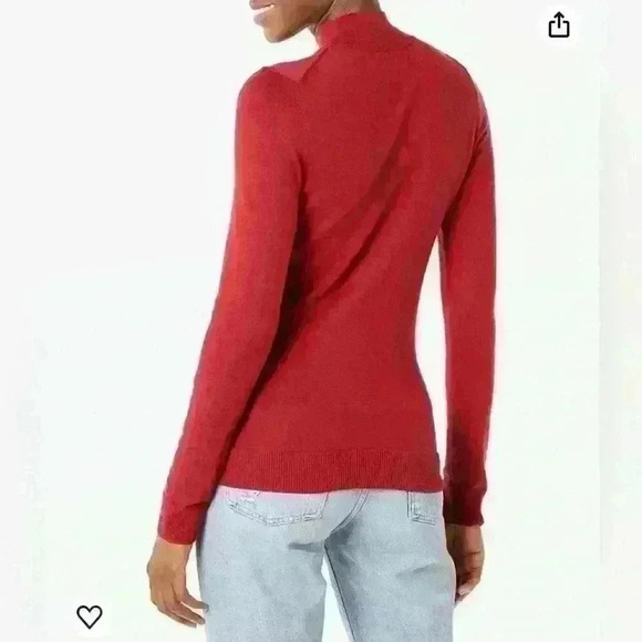 Amazon Essentials Lightweight Mockneck Red Sweater Item# 6Q - Picture 2 of 9